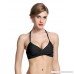Wlone Triangle Bikini Top Push up Padded Crisscross Ruched Halter Swimsuit Top Black-4965 B07FKFG6XP